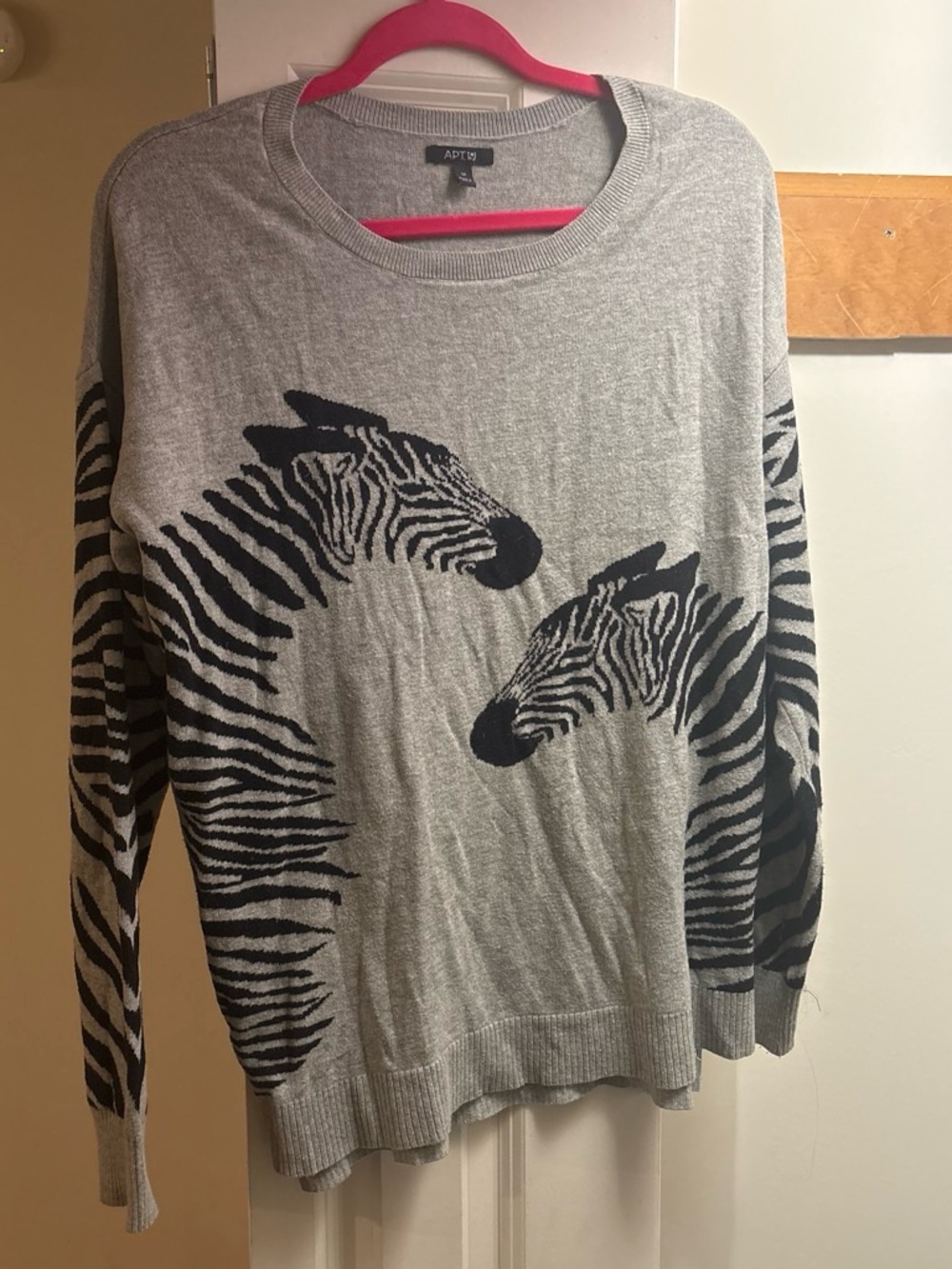 Apt. 9 Gray Zebra-Print Crewneck Sweater